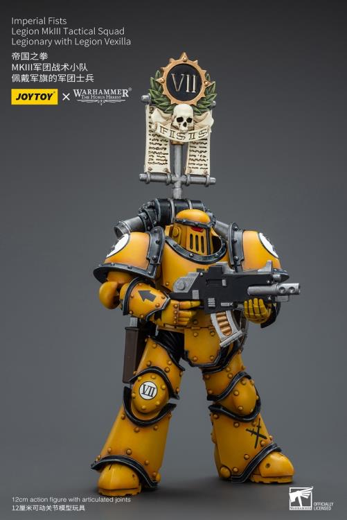 Joytoy Imperial Fists Legion Mkiii Tactical Squad Legionary With Vexilla Jt9053 Warhammer 40K